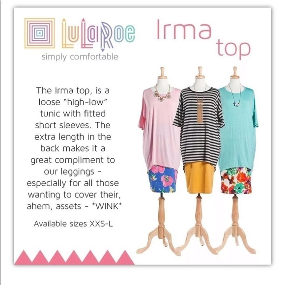 LuLaRoe Red Floral Colorful Irma Short Sleeve Hi-Lo Tunic Top Size XXS - Picture 7 of 8
